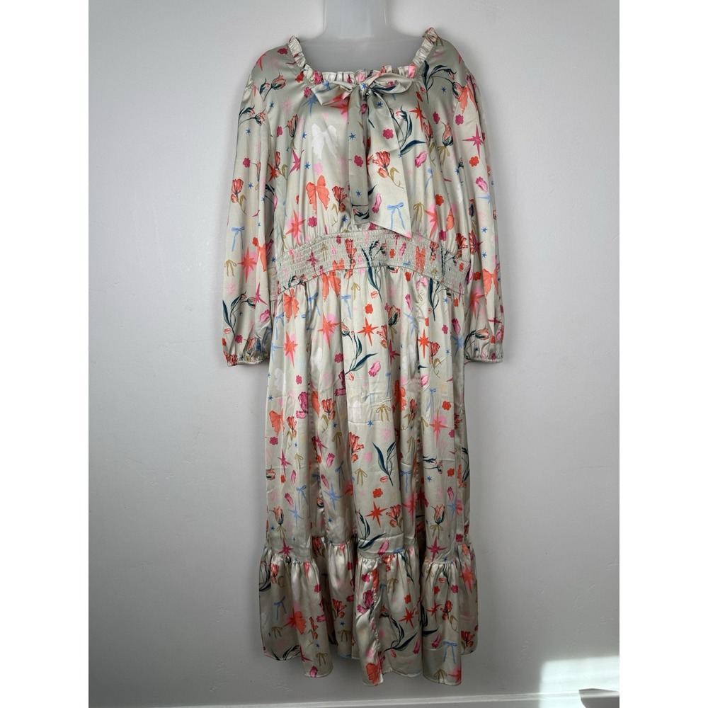 Ivy City Womens 1X Maxi Dress Long Sleeve Tilly Holiday Floral
